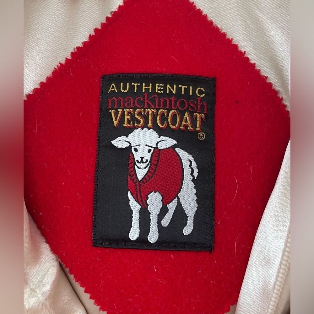 Vintage Mackintosh Red & White 100% Wool Fully Lined  Vestcoat Jacket - 1970's - Picture 3 of 9